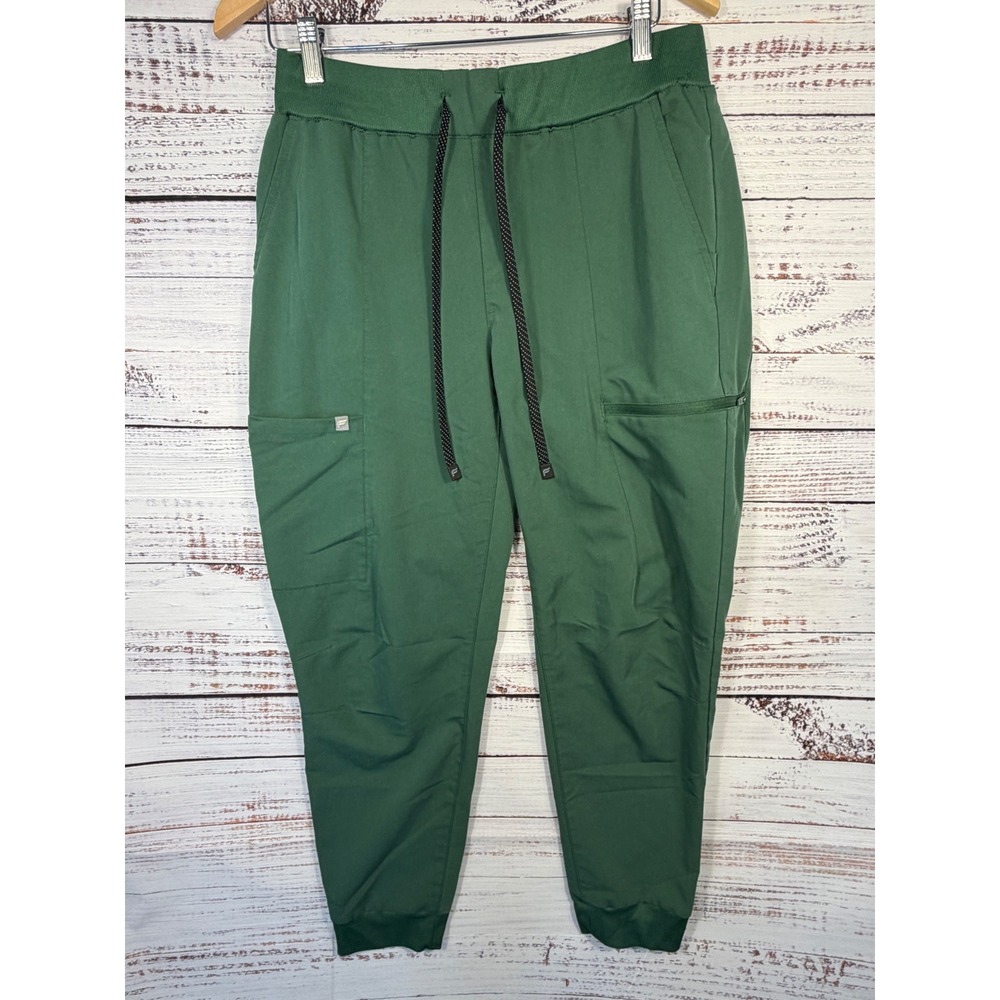 Fabletics Jogger Pants Women Large Short Green Scrub Cargo Pockets Drawstring